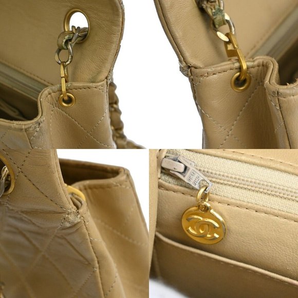 CHANEL CC Mini Matelasse Chain Shoulder Bag Leather Beige GHW Vintage 361RJ241 - Picture 3 of 15